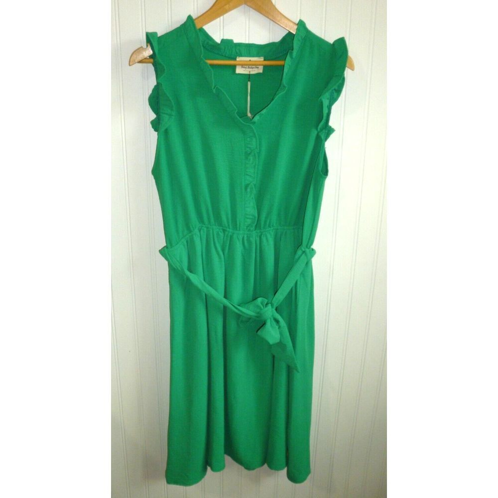 Betsey's Boutique Shop Dress Womens Large Kelly Green Fairy Shift Pockets Preppy